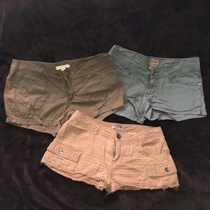 3 pairs of women cargo mini shorts size Medium